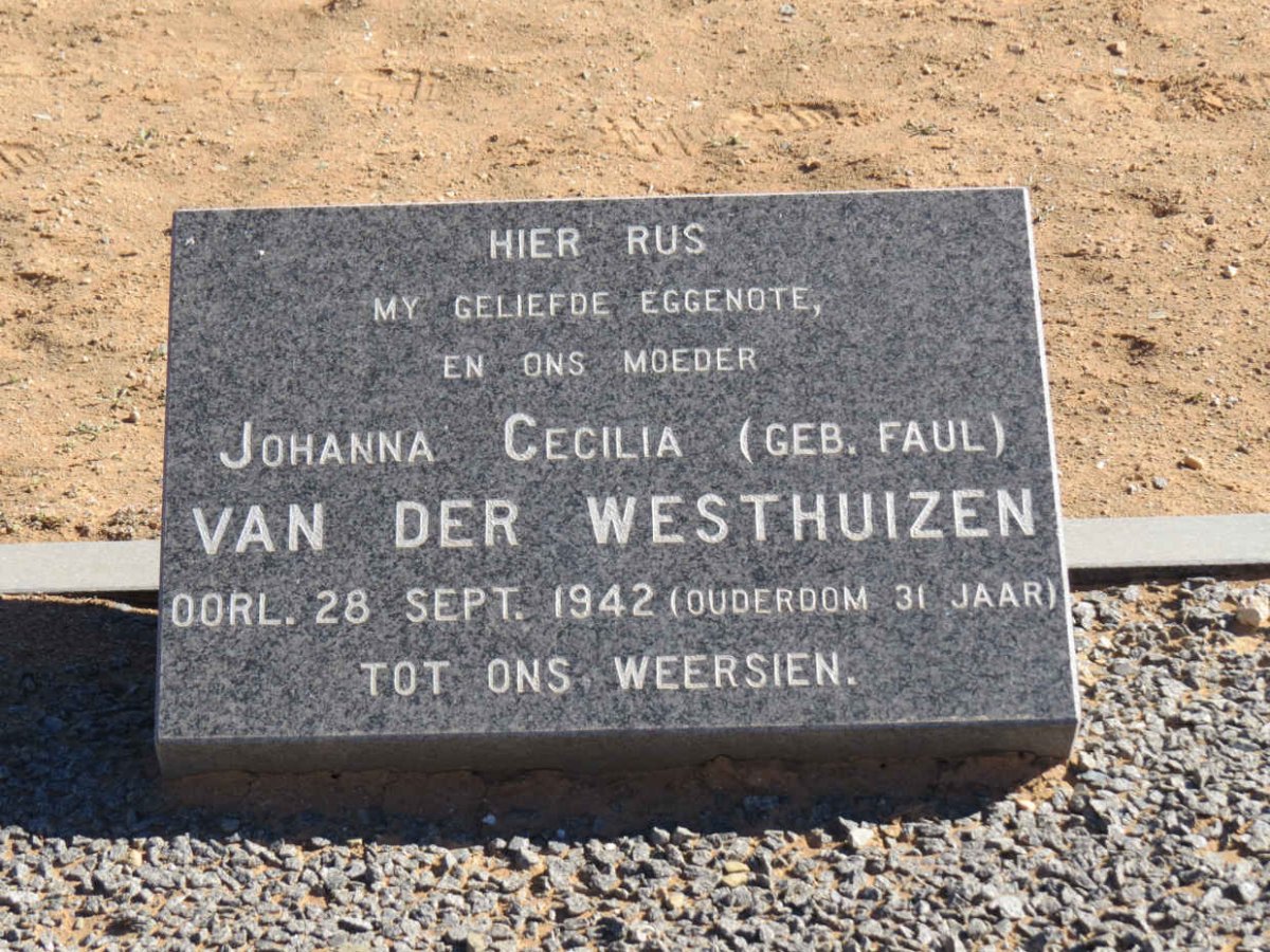 WESTHUIZEN Johanna Cecilia, van der nee FAUL -1942