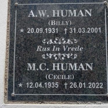 HUMAN A.W. 1931-2001 & M.C. 1935-2022