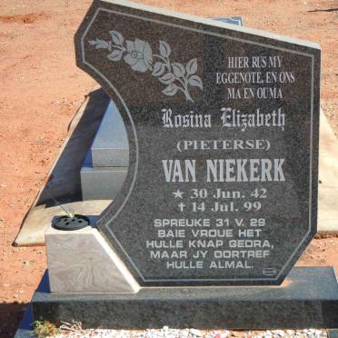 NIEKERK Rosina Elizabeth, van nee PIETERSE 1942-1999