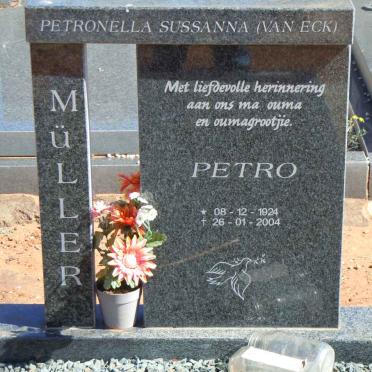 MULLER Petronella Sussanna nee VAN ECK 1924-2004