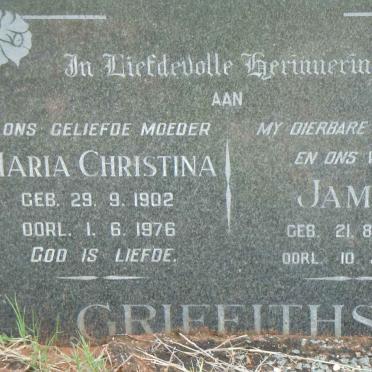 GRIFFITHS James 1906-1967 &amp; Maria Christina 1902-1976