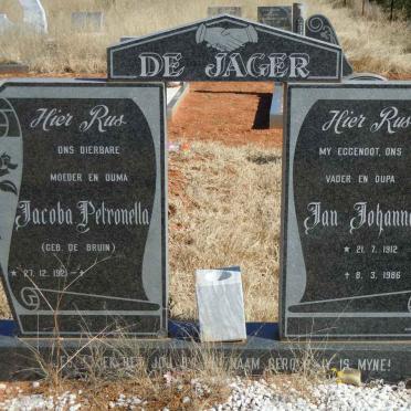 JAGER Jan Johannes, de 1912-1986 &amp; Jacoba Petronella DE BRUIN 1921-