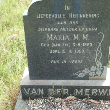 MERWE Maria M.M., van der nee VAN ZYL 1893-1953