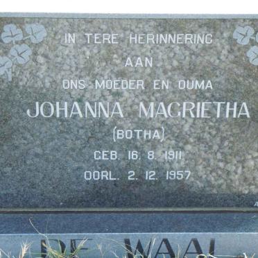 WAAL Johanna Magrietha, de nee BOTHA 1911-1957
