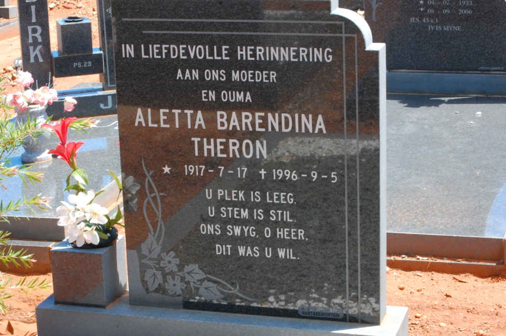 THERON Aletta Barendina 1917-1996