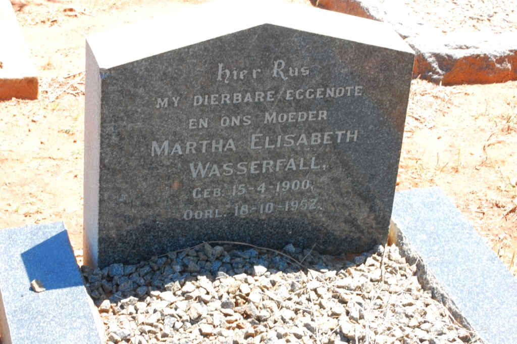 WASSERFALL Martha Elisabeth 1900-1957