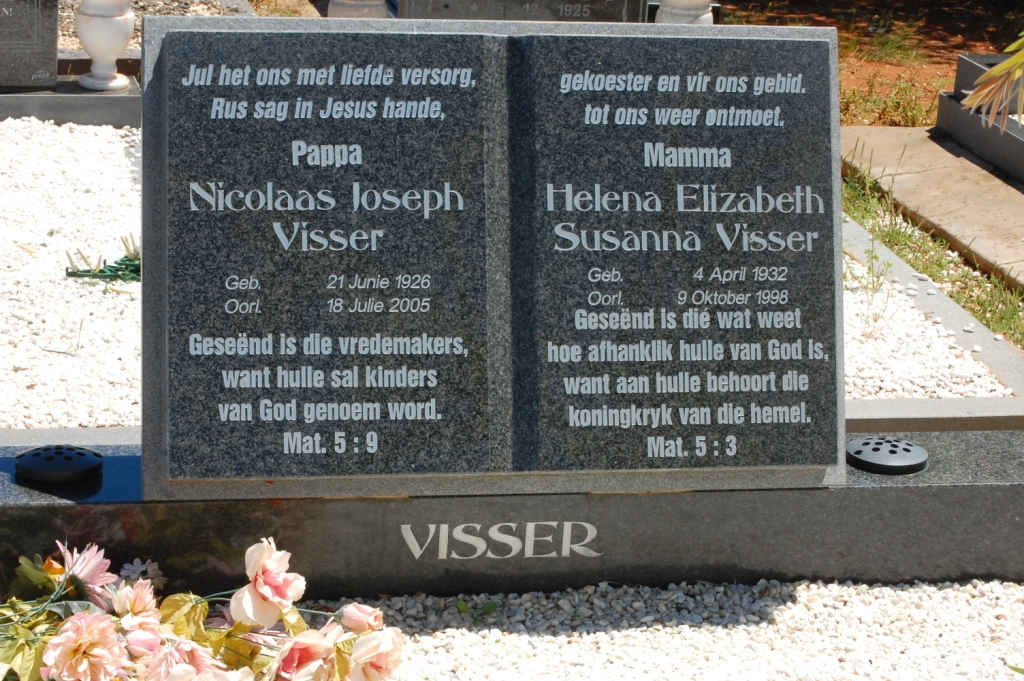VISSER Nicolaas Joseph 1926-2005 &amp; Helena Elizabeth Susanna 1932-1998