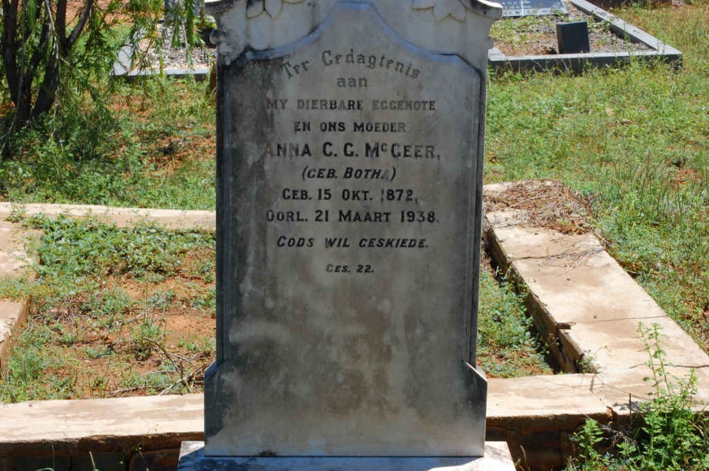 McGEER Anna C.G. nee BOTHA 1872-1938
