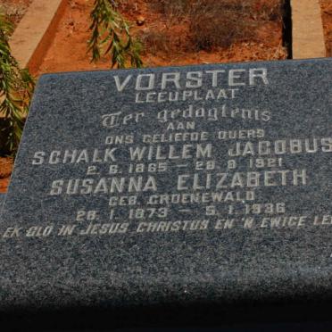 VORSTER Schalk Willem Jacobus 1865-1921 &amp; Susanna Elizabeth GROENEWALD 1873-1936