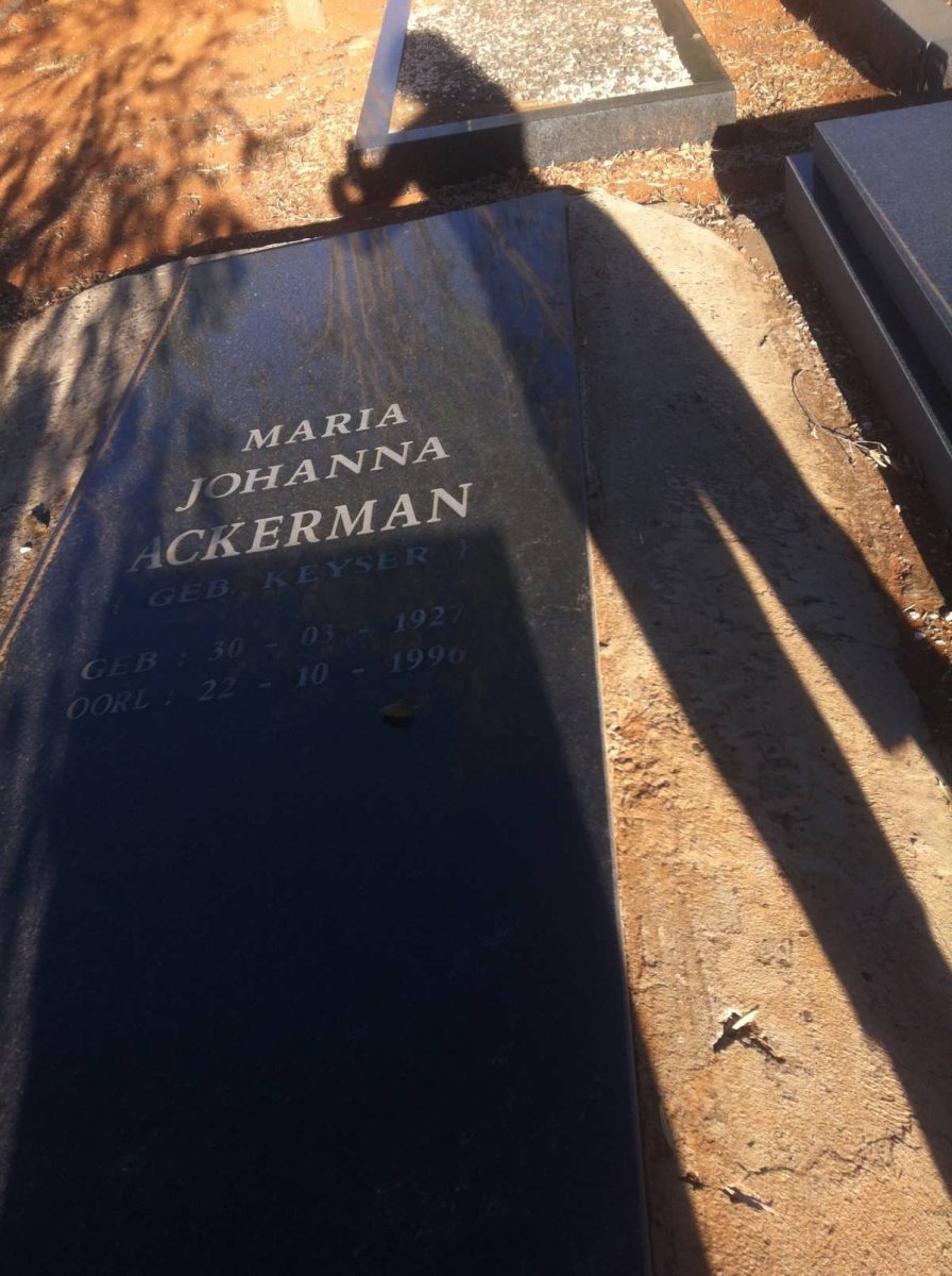 ACKERMAN Maria Johanna nee KEYSER 1927-1996
