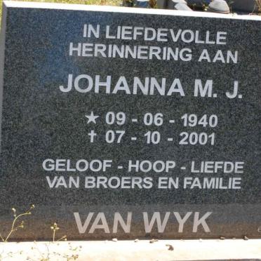 WYK Johanna M.J., van 1940-2001