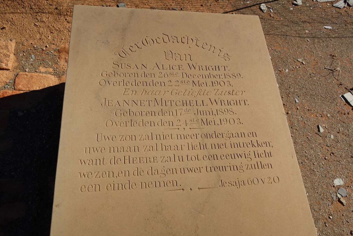 WRIGHT Susan Alice 1889-1903 :: WRIGHT Jeannet Mitchell 1898-1903