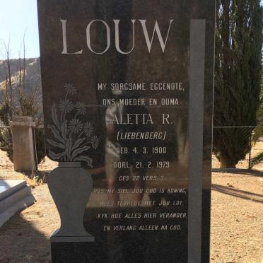 LOUW Aletta R. nee LIEBENBERG 1900-1979