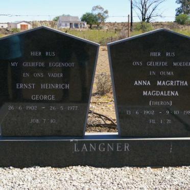 LANGNER Ernst Heinrich George 1902-1977 &amp; Anna Magritha Magdalena THERON 1902-1989