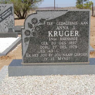 KRUGER Anna J. nee BARNARD 1897-1979