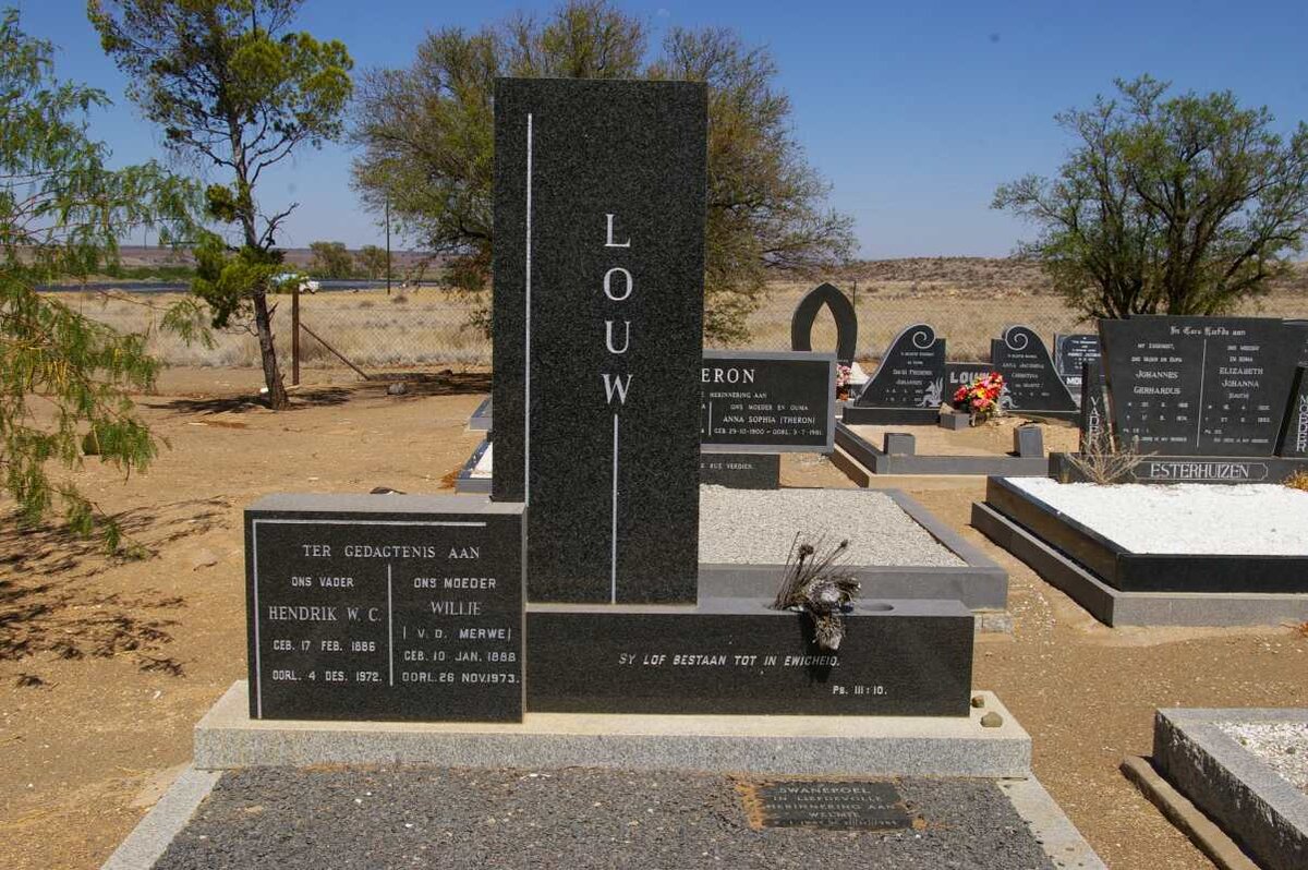 LOUW Hendrik W.C. 1886-1972 &amp; Willie VAN DER MERWE 1888-1973 :: SWANEPOEL Welmie 1947-1985