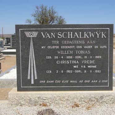 SCHALKWŸK Willem Tobias, van 1895-1969 &amp; Christina Vrede V.D.MERWE 1902-1993