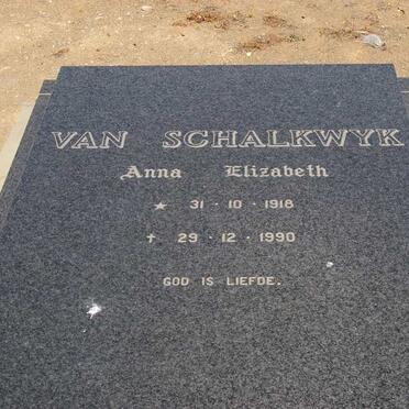 SCHALKWYK Anna Elizabeth, van 1918-1990