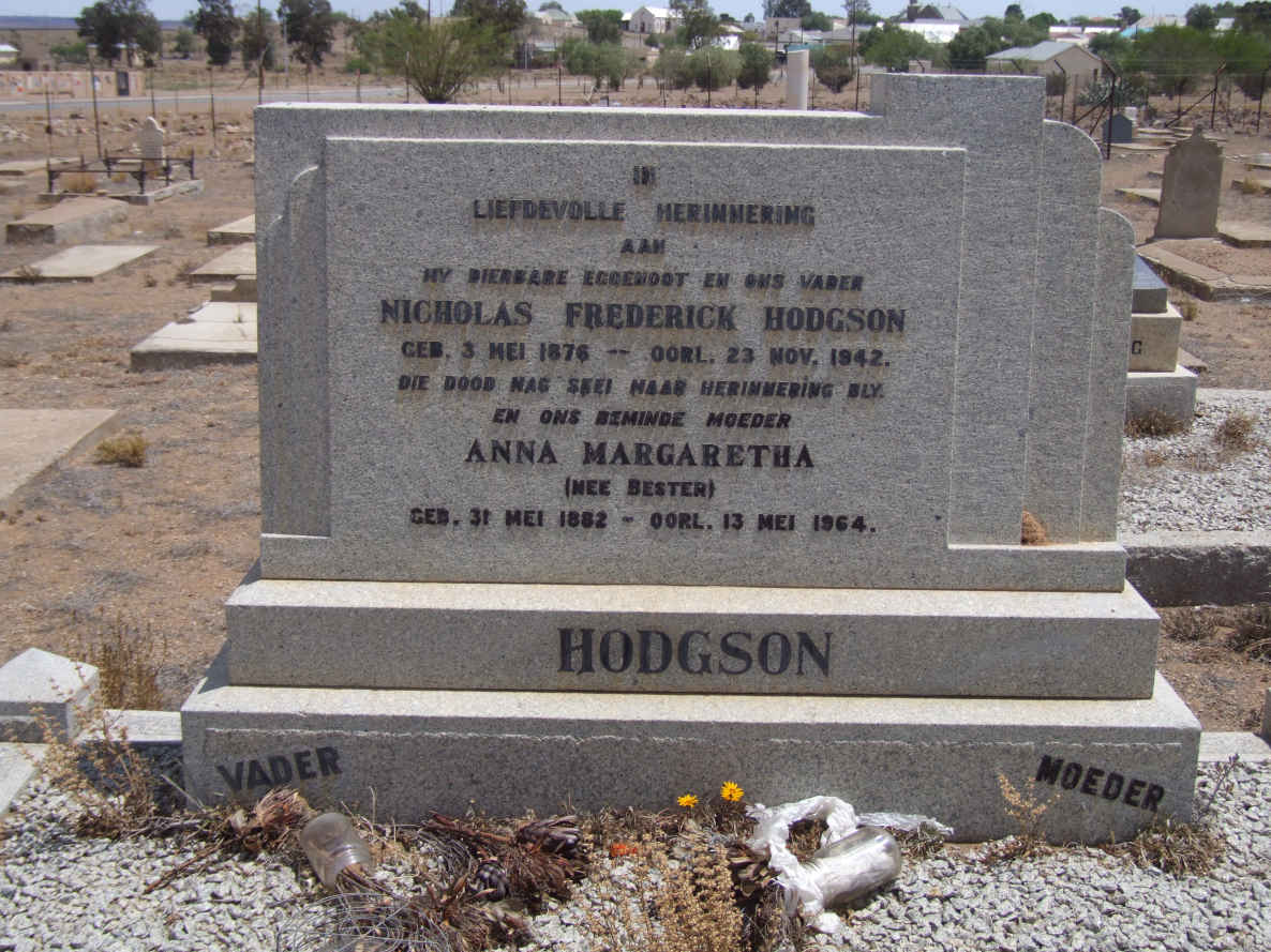 HODGSON Nicholas Frederick 1876-1942 &amp; Anna Margaretha BESTER 1882-1964