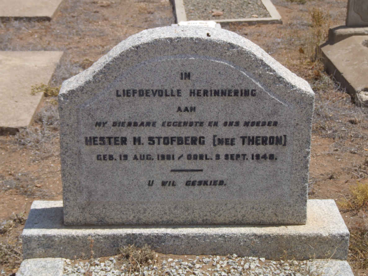 STOFBERG Hester M., nee THERON 1901-1945