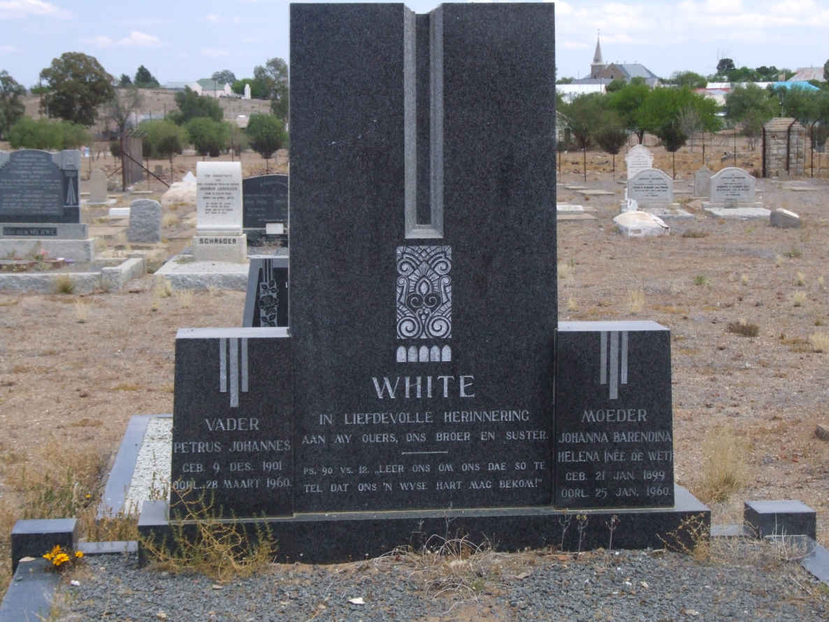WHITE Petrus Johannes 1901-1960 &amp; Johanna Barendina Helena DE WET 1899-1960
