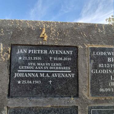 AVENANT Jan Pieter 1936-2010 & Johanna M.A. 1943-