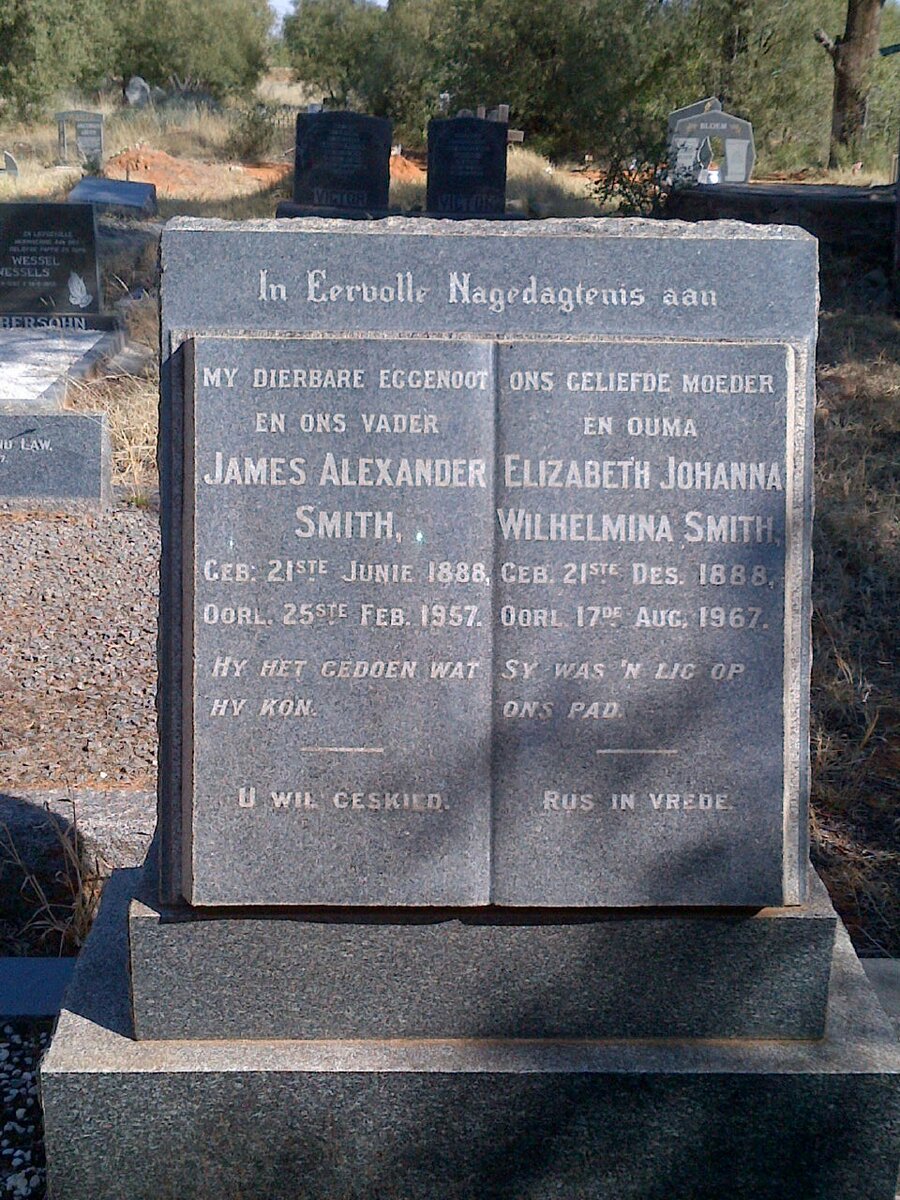 SMITH James Alexander 1888-1957 &amp; Elizabeth Johanna Wilhelmina 1888-1967