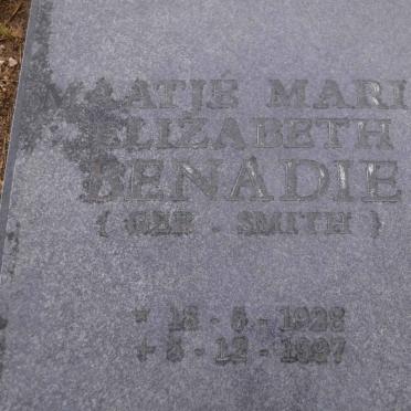 BENADIE Maatje Maria Elizabeth nee SMITH 1928-1997
