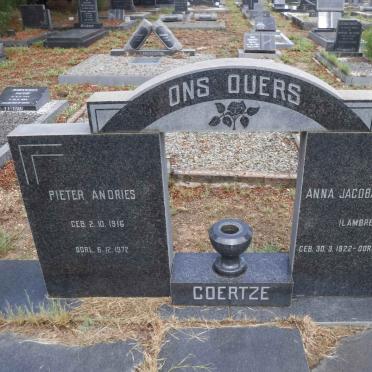 COERTZE Pieter Andries 1916-1972 &amp; Anna Jacoba Elizabeth LAMBRECHTS 1922-2016