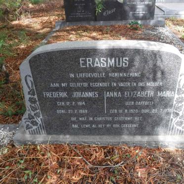 ERASMUS Frederik Johannes 1914-1969 &amp; Anna Elizabeth Maria DAFFUEL 1920-1970