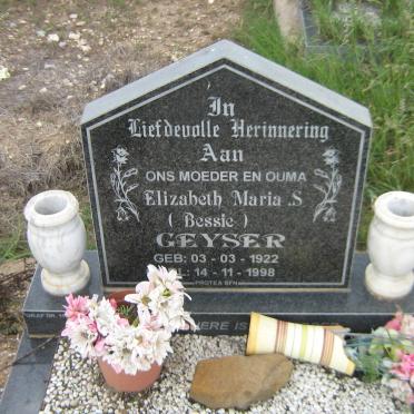 GEYSER Elizabeth Maria S. 1922-1998