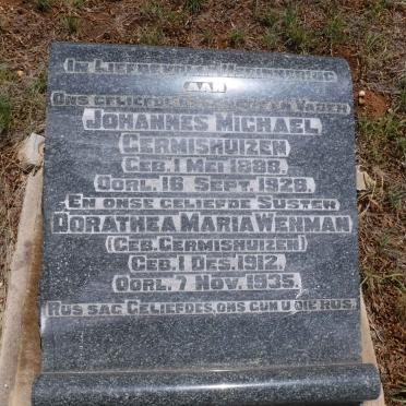 GERMISHUIZEN Johannes Michael 1888-1928 :: WENMAN Dorathea Maria nee GERMISHUIZEN 1912-1935