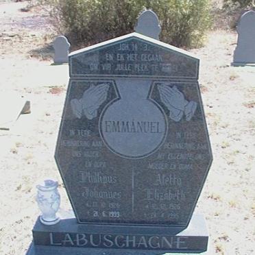 LABUSCHAGNE Phillipus Johannes 1926-19?9 &amp; Aletta Elizabeth 1926-19?5