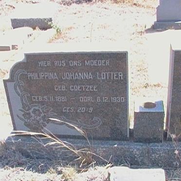 LOTTER Daniel Jacobus 1869-1933 &amp; Philippina Johanna COETZEE 18?1-1930