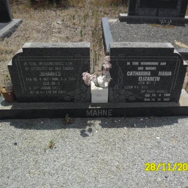 MAHNE Johannes 1912-1966 &amp; Catharina Maria Elizabeth 1909-2005