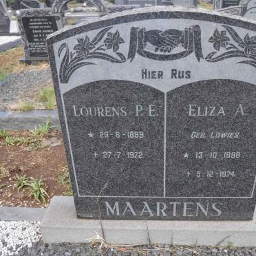 MAARTENS Lourens P.E. 1889-1972 &amp; Eliza A. LOWIES 1898-1974