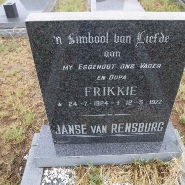 RENSBURG Frikkie, Janse van 1924-1977