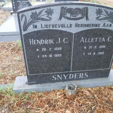 SNYDERS Hendrik J.C. 1899-1983 - Alletta C. 1894-1980
