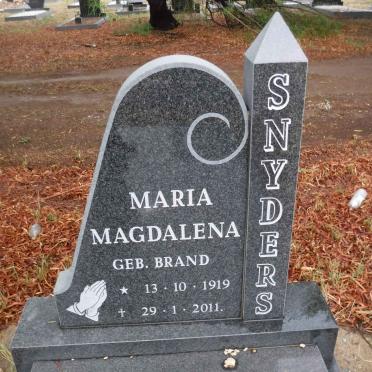 SNYDERS Maria Magdalena nee BRAND 1919-2011