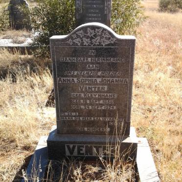 VENTER Anna Sophia Johanna nee KLEYNHANS 1858-1924