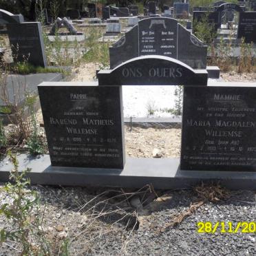 WILLEMSE Barend Matheus 1899-1979 &amp; Maria Magdalena VAN AS 1910-1973