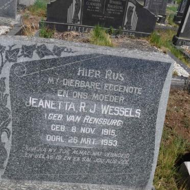 WESSELS Jeanetta R.J. nee VAN RENSBURG 1915-1953