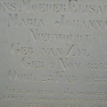 NIEUWOUDT Elisabet Maria Johanna nee VAN ZYL 1845-1938