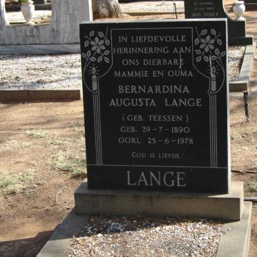 LANGE Bernardina Augusta nee TEESSEN 1890-1978