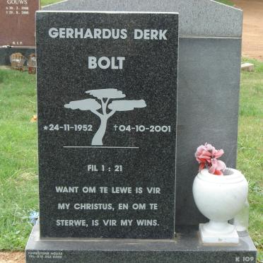 BOLT Gerhardus Derk 1952-2001