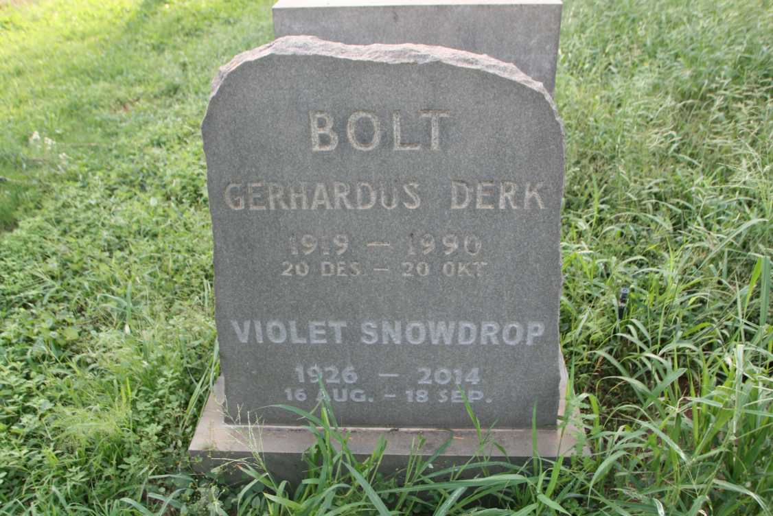 BOLT Gerhardus Derk 1919-1990 & Violet Snowdrop 1926-2014
