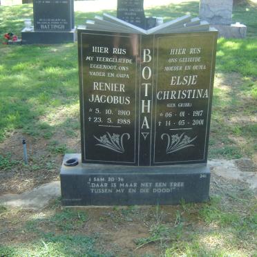 BOTHA Renier Jacobus 1910-1988 &amp; Elsje Christina GRIBB 1917-2001
