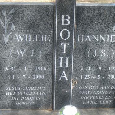 BOTHA Willie J. 1916-1970 &amp; Hannie S. 1921-2000