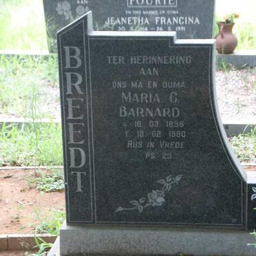 BREEDT Maria C. nee BARNARD 1896-1980