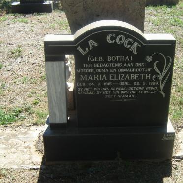 COCK Maria Elizabeth , la nee BOTHA 1915-1986